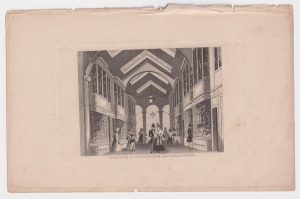 Antique steel engraving print, Burlington Arcade, London 1845