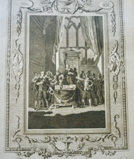 Antique engraving print: "The dissolution of the Long Parliament, 1653" by Oliver Cromwell