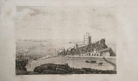 1770 Antique Engraving Print, Bambrough castle