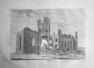 Antique engraving print, Lindisfarn Castle, Northumberland, 1770