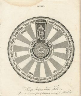 Rare Antique Engraving print, King Arthur's round table, London 1796