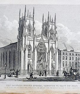 Antique Engraving Print, "New National Scotch Church, Sidmouth St. Grays Inn Road, 1829