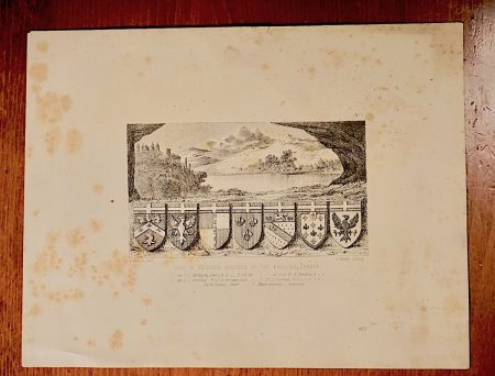 Antique Engraving Print, Arms of Deceased Officers of the English Langue, 1830