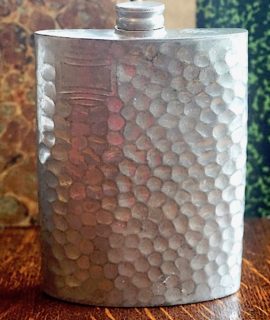 Vintage English Pewter Hammered Sheffield Flask