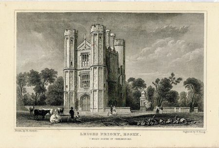 Antique Engraving Print, Leiche Priory, Essex, 1831