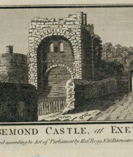 Antique Engraving Print, Rougemond Castle, al Exeter, 1800