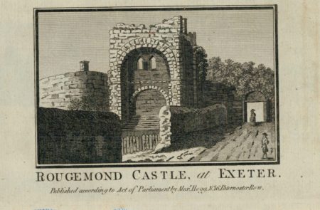 Antique Engraving Print, Rougemond Castle, al Exeter, 1800