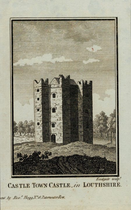 Antique Engraving Print, Castle Town Castle, 1800