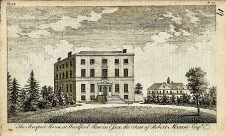 ntique Engraving Print, Prospect House Woodford Row Essex, 1790