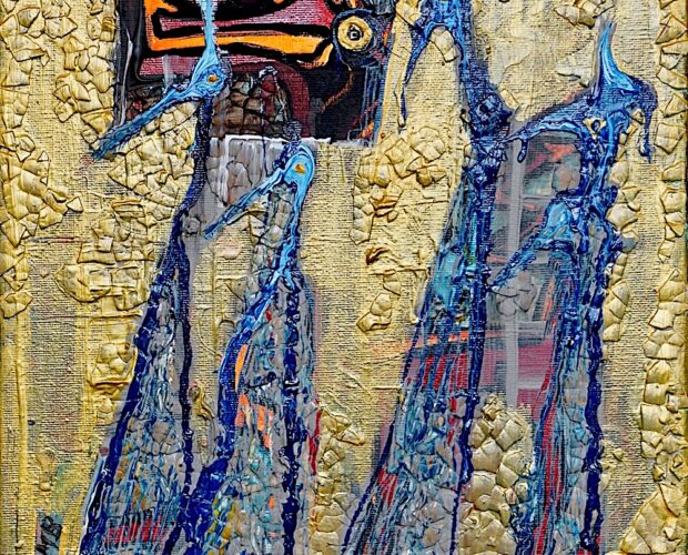 Literary plagiarism, mixed media on canvas by Mary Blindflowers©