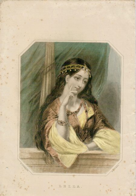 Rare Antique Engraving Print, Leila, Fanny Corbeaux, 1843