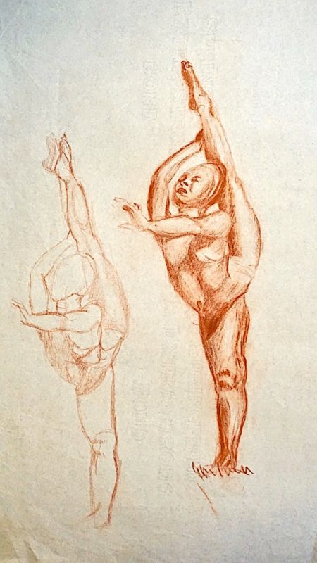 The dancer, study pastel on paper, 1957, unsigned