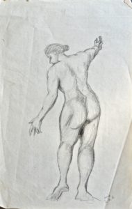 Naked woman, pencil and graphite on paper