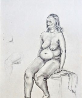 Naked woman, original drawing, graphite and pencil on paper, 1957