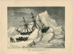 Antique Print, H.M.S. Intrepid in the middle ice, 1880