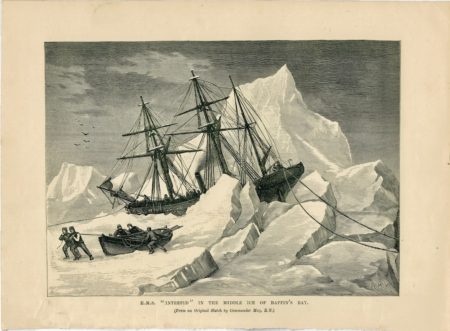 Antique Print, H.M.S. Intrepid in the middle ice, 1880