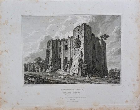 Antique Engraving Print, Kenilworth Castle, Cesar's Tower, 1820