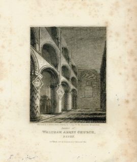 Antique Engraving Print, Waltham Abbey Church, Essex, 1818