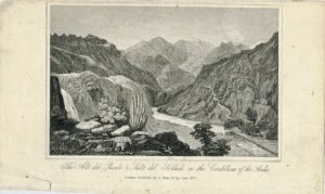 Antique Engraving Print, Alto del Puente, Salto del Soldado, in the Cordillera of the Andes, 1827