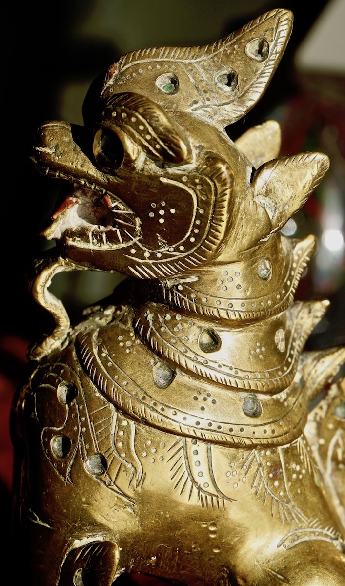 Antique Pair Chinese Feng Shui, Handmade Brass, Chi Lin/Qilin Zhi Lin ...