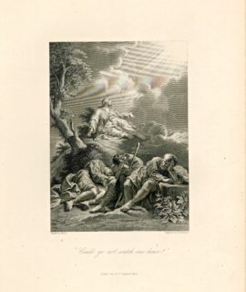 Antique Engraving Print, "Could ye not watch one hour?" Fisher Son & C., 1870