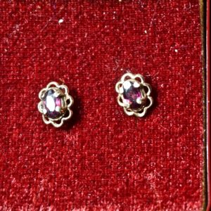 Antique Victorian Handmade Garnet Earrings, 9 k gold