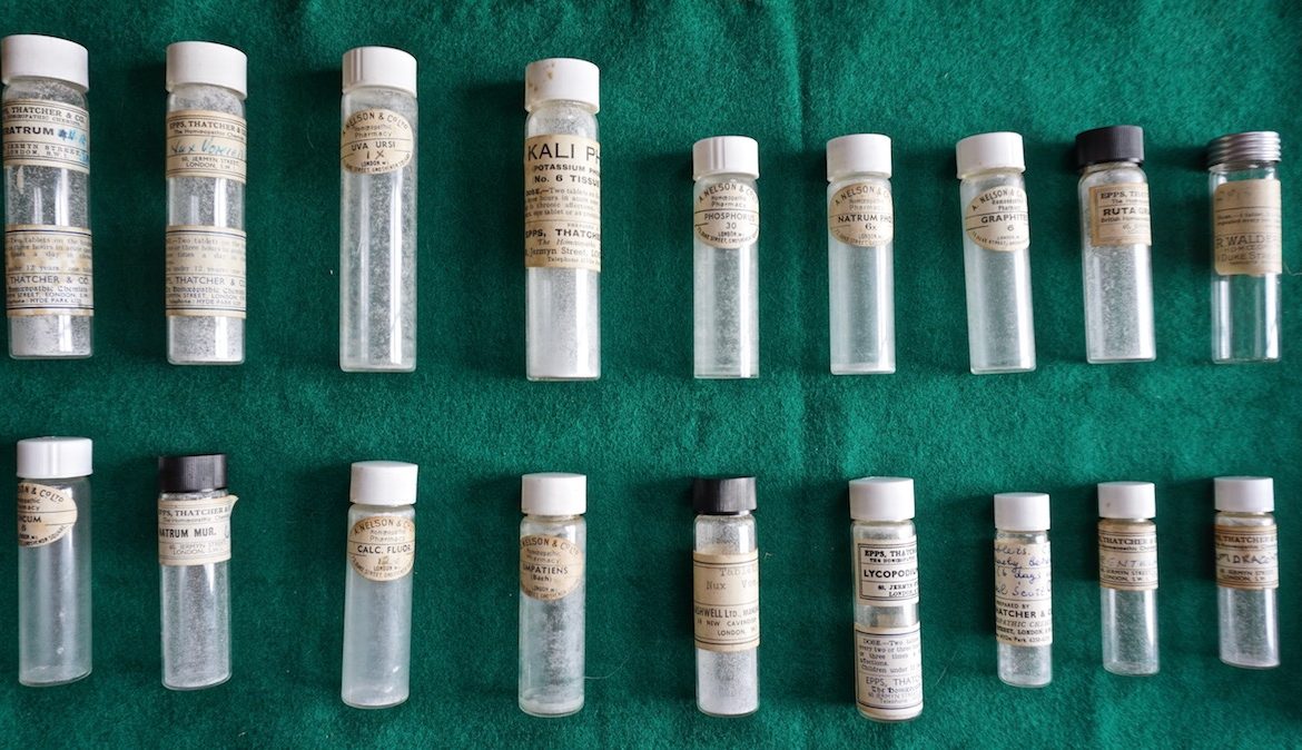 Collection of Vintage Rare Medicine Glass Bottles, 1950