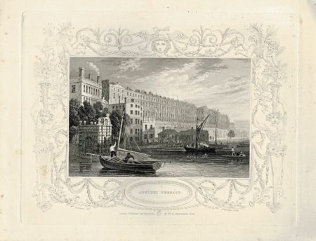 Antique Engraving Print, Adelphi Terrace, 1840