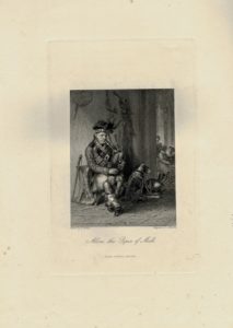 Antique Engraving Print, Allon, the Piper of Mull, 1840