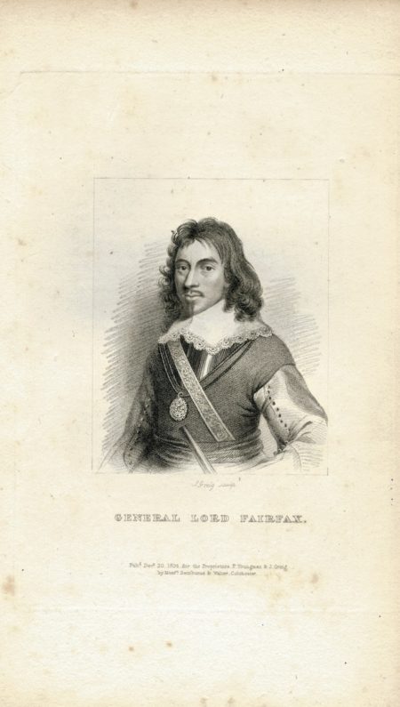 Antique Engraving Print, General Lord Fairfax, 1824