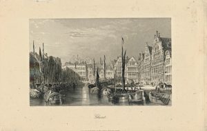 Antique Engraving Print, Ghent, 1840