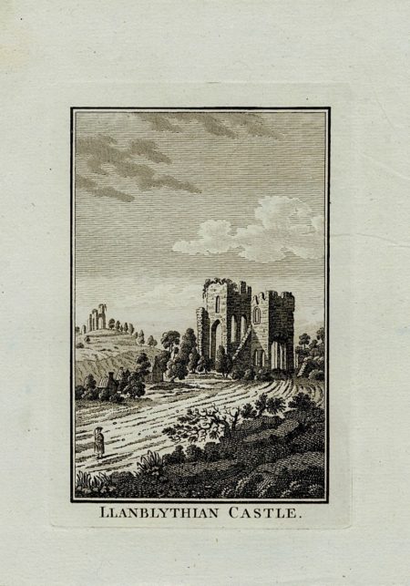 Antique Engraving Print, Llanblythian Castle, 1780 ca.
