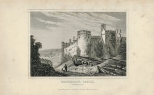 Antique Engraving Print, Manerbeer Castle, Pembrokeshire, 1830
