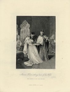 Antique Engraving Print, Marino Faliero taking leave of his Wife, 1830 ca.