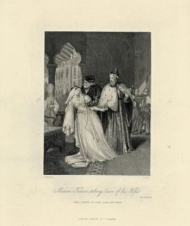 Antique Engraving Print, Marino Faliero taking leave of his Wife, 1830 ca.