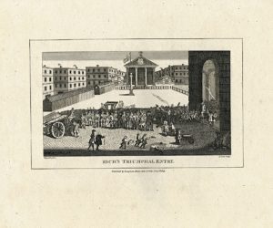 Antique Engraving Print, Rich's Triumphal Entry, 1809 Painted by William Hogarth