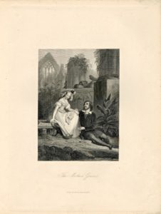 Antique Engraving Print, The Mother's Grave, 1845 ca.
