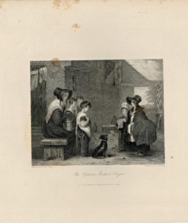 Antique Engraving Print, The Orphan's Ballad Singers, 1844