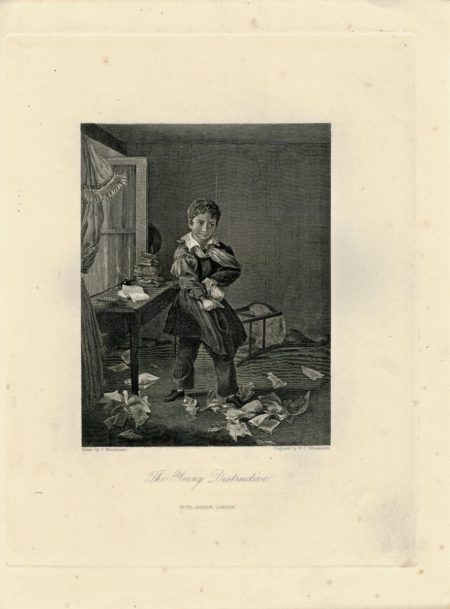 Antique Engraving Print, The Young Destructive, 1845