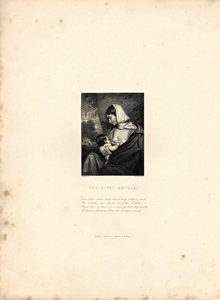 Rare Antique Engraving Print, The Gipsy Mother, 1820 ca.