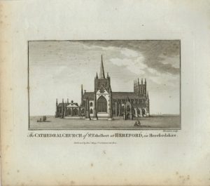 Antique Engraving Print, The Cathedral Church of St. Ethelbert at Hereford, 1770