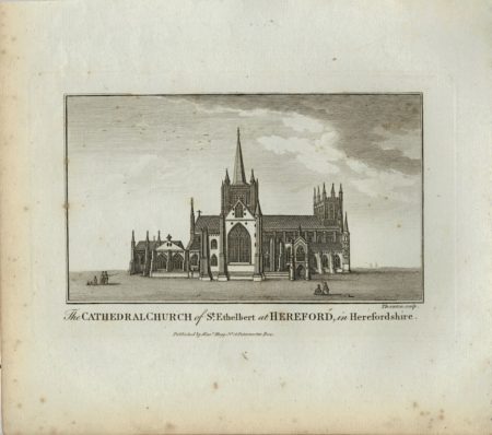 Antique Engraving Print, The Cathedral Church of St. Ethelbert at Hereford, 1770