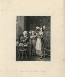 Rare Antique Engraving Print, Scene in the Post Office at Fairport, 1836