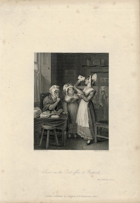 Rare Antique Engraving Print, Scene in the Post Office at Fairport, 1836