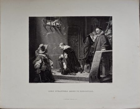Antique Engraving Print, Lord Strafford, going to execution, 1830