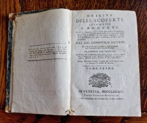 Origine delle scoperte attribuite ai moderni, del Signor Lodovico Dutens, tomo I, Venezia, 1789