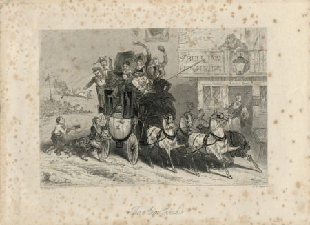 Rare Antique Engraving Print, The Stage Coach, 1820 ca.