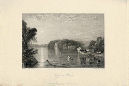 Antique Engraving Print, Virginia Water. 1836