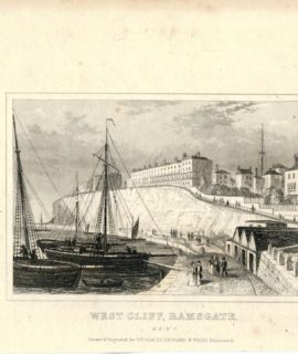 Antique Engraving Print, West Cliff, Ramsgate, 1840