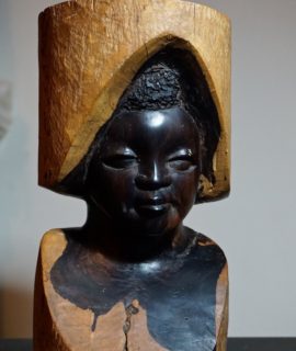 Vintage Hand Carved African Tribal Woman Ebony Sculpture
